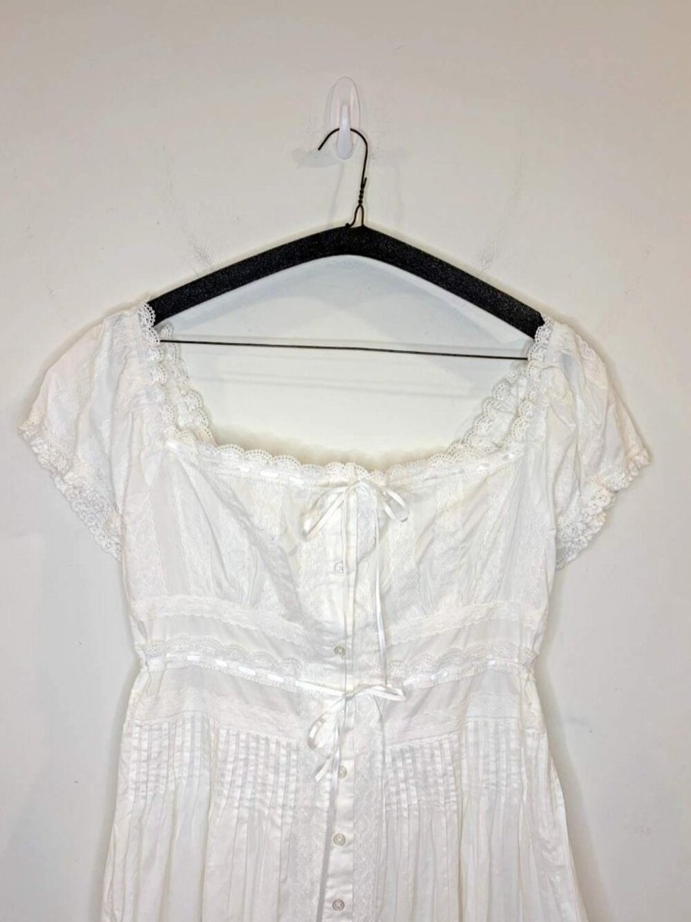 NWT Caroline Constas White Lace Cotton Midi Dress M Cottagecore Boho Milkmaid - Picture 5 of 16